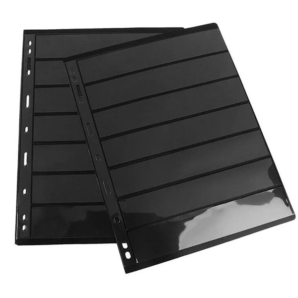 10 Sheets 7 Binder Hole Double Sided Stamp Album Collection Holder Black Pvc Albums & Refills