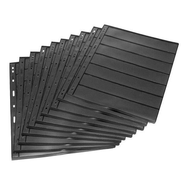 10 Sheets 7 Binder Hole Double Sided Stamp Album Collection Holder Black Pvc Albums & Refills