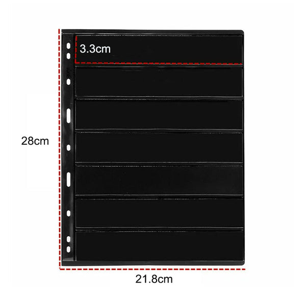 10 Sheets 7 Binder Hole Double Sided Stamp Album Collection Holder Black Pvc Albums & Refills