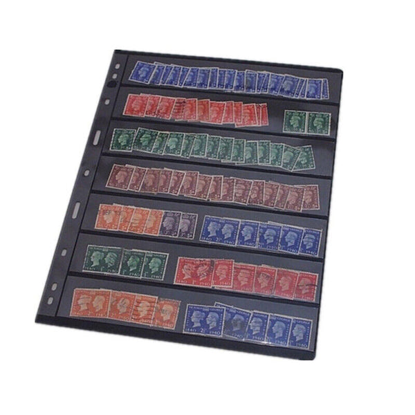 10 Sheets 7 Binder Hole Double Sided Stamp Album Collection Holder Black Pvc Albums & Refills