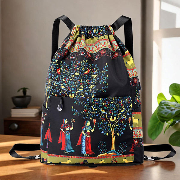 Foldable Drawstring Large Capacity Travel And Sports Backpack Waterproof Nylon M Drawstring Bags