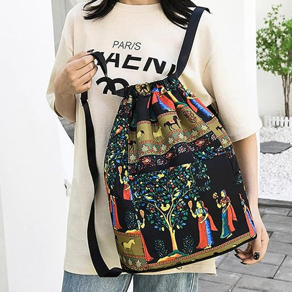 Foldable Drawstring Large Capacity Travel And Sports Backpack Waterproof Nylon M Drawstring Bags