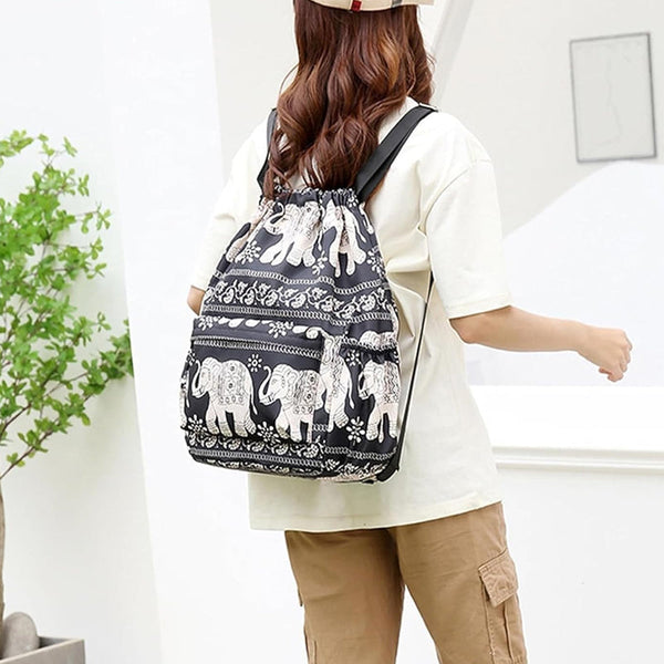 Foldable Drawstring Large Capacity Travel And Sports Backpack Waterproof Nylon M Drawstring Bags