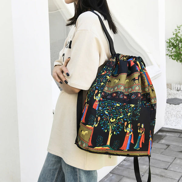 Foldable Drawstring Large Capacity Travel And Sports Backpack Waterproof Nylon M Drawstring Bags