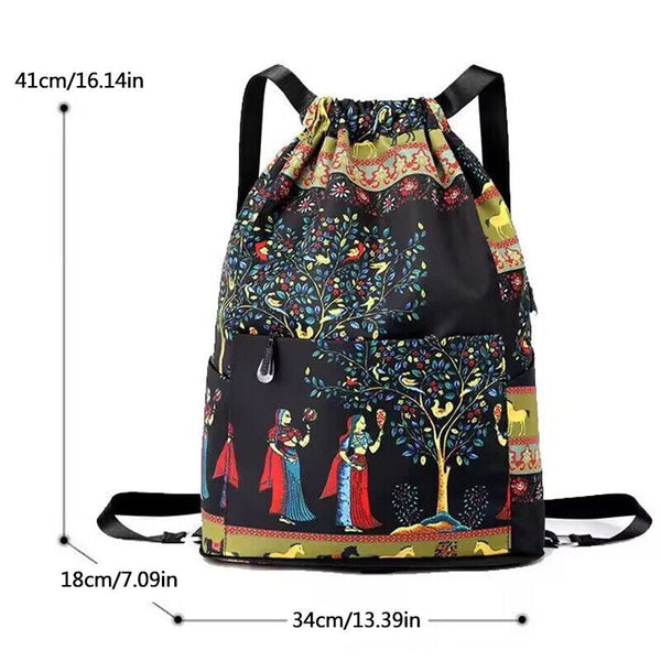 Foldable Drawstring Large Capacity Travel And Sports Backpack Waterproof Nylon M Drawstring Bags