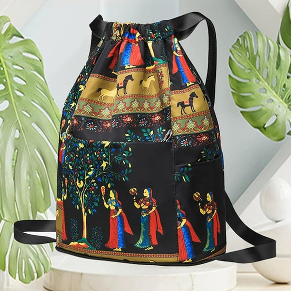 Foldable Drawstring Large Capacity Travel And Sports Backpack Waterproof Nylon M Drawstring Bags