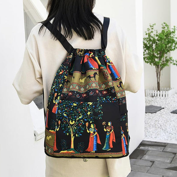 Foldable Drawstring Large Capacity Travel And Sports Backpack Waterproof Nylon M Drawstring Bags