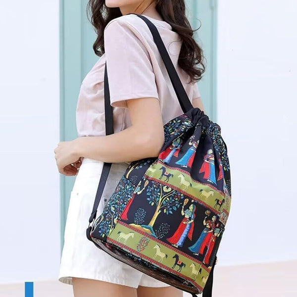 Foldable Drawstring Large Capacity Travel And Sports Backpack Waterproof Nylon M Drawstring Bags
