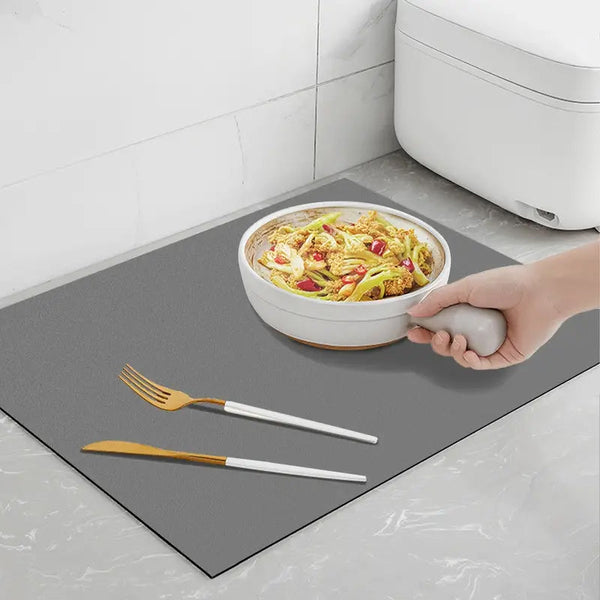 Non Slip Kitchen Dish Drying Matt For Countertop And Coffee Bar Absorbent Rubber Kitchen Bench Mats