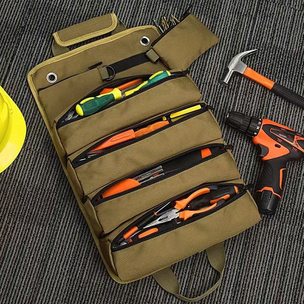 Large Capacity Waterproof Foldable Roll Tool Bag 6 Pocket Multifunctional Tool Bags Belts & Pouches