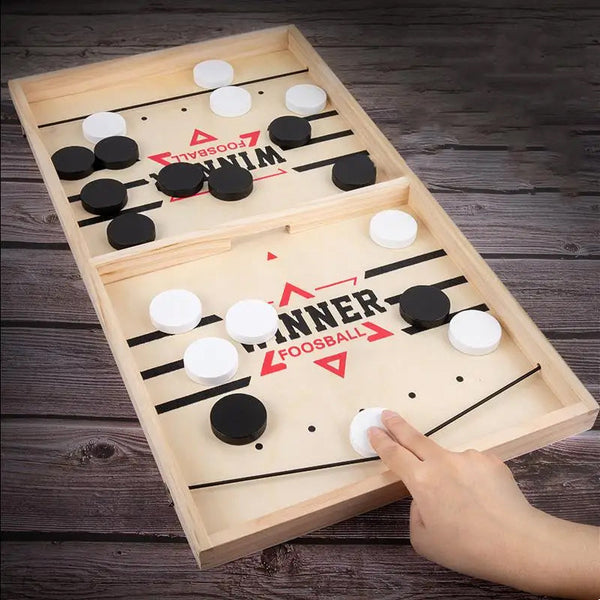 Natural Wood 2 Player Sling Puck Game Interactive Chess Toy Board Other Games