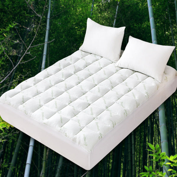 Thick And Breathable Natural Bamboo Mattress Topper Soft Quilted Bed Protector Mattress Toppers & Protectors
