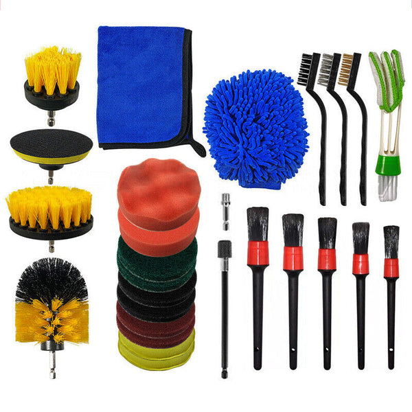 27Pcs Drill Brush Attachments Car Detailing Kit For Auto Exterior Interior Cleaning Brushes