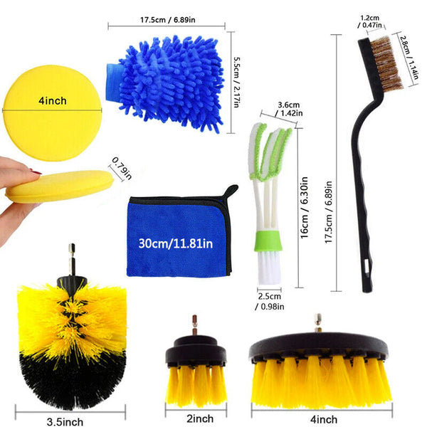 27Pcs Drill Brush Attachments Car Detailing Kit For Auto Exterior Interior Cleaning Brushes