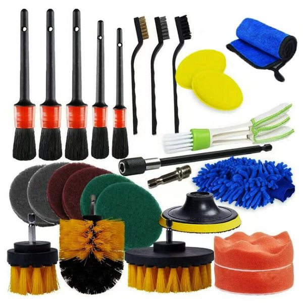 27Pcs Drill Brush Attachments Car Detailing Kit For Auto Exterior Interior Cleaning Brushes