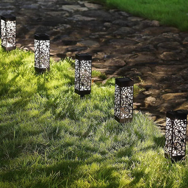 Pack Of 4 Cool White Waterproof Led Garden Stake Sensor Ground Lights- Solar Powered