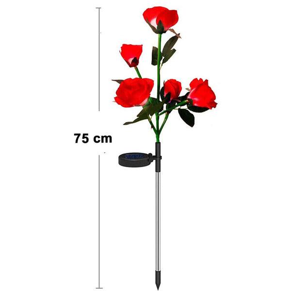 75Cm Long Stemmed Garden Rose Decorative Outdoor Flower Light Solar Powered Landscape & Walkway Lights
