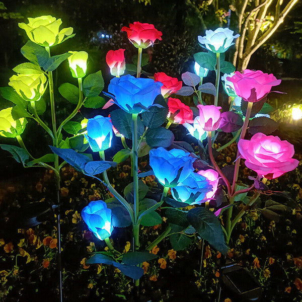 75Cm Long Stemmed Garden Rose Decorative Outdoor Flower Light Solar Powered Landscape & Walkway Lights