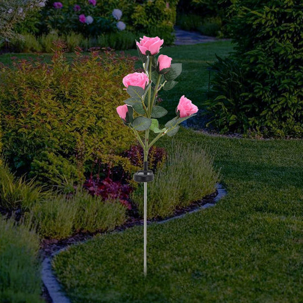 75Cm Long Stemmed Garden Rose Decorative Outdoor Flower Light Solar Powered Landscape & Walkway Lights