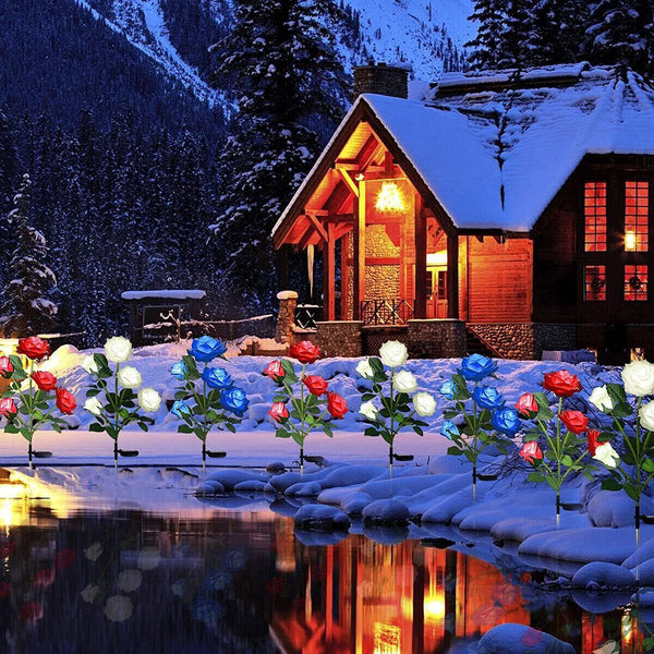 75Cm Long Stemmed Garden Rose Decorative Outdoor Flower Light Solar Powered Landscape & Walkway Lights