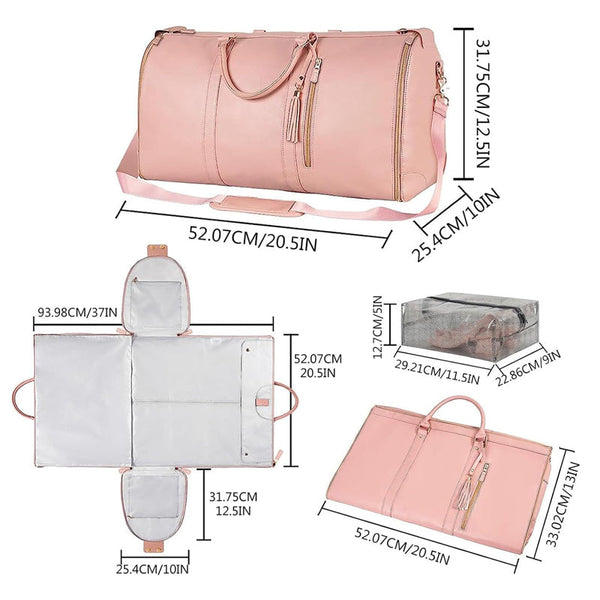 2 Inch 1 Hanging Suitcase Convertible Carry On Leather Garment Bag For Travel Suitcases