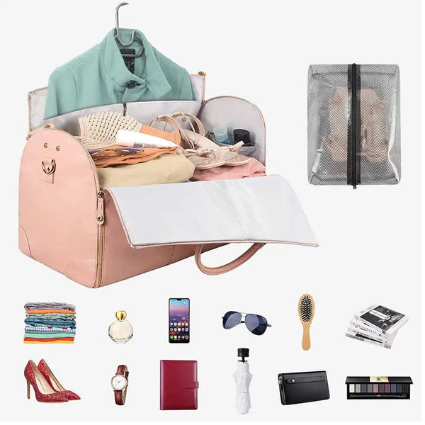 2 Inch 1 Hanging Suitcase Convertible Carry On Leather Garment Bag For Travel Suitcases