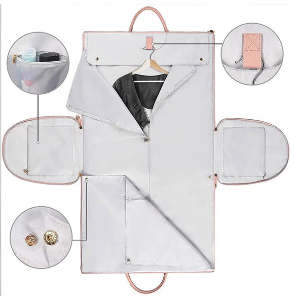 2 In 1 Hanging Suitcase Convertible Carry On Leather Garment Bag For Travel