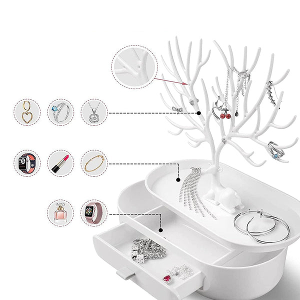 Veile Studios Antlers Tree Tower Jewelry Display Stand For Ring Earrings Necklace Bracelet Storage & Display