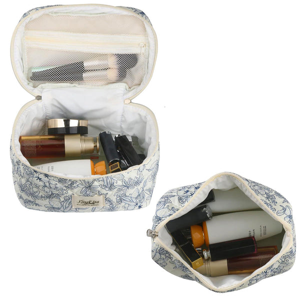 2 Piece Quilted Floral Makeup Bag Set Travel Coquette Aesthetic Cosmetic Bags Makeup Bags & Cases