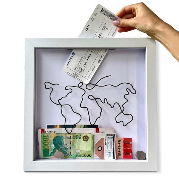Adventure Archive Box Wood Frame Travel Tickets Keepsakes Storage Photo Frames
