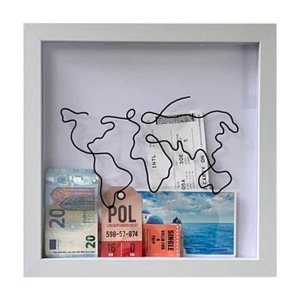 Adventure Archive Box Wood Frame Travel Tickets Keepsakes Storage Photo Frames