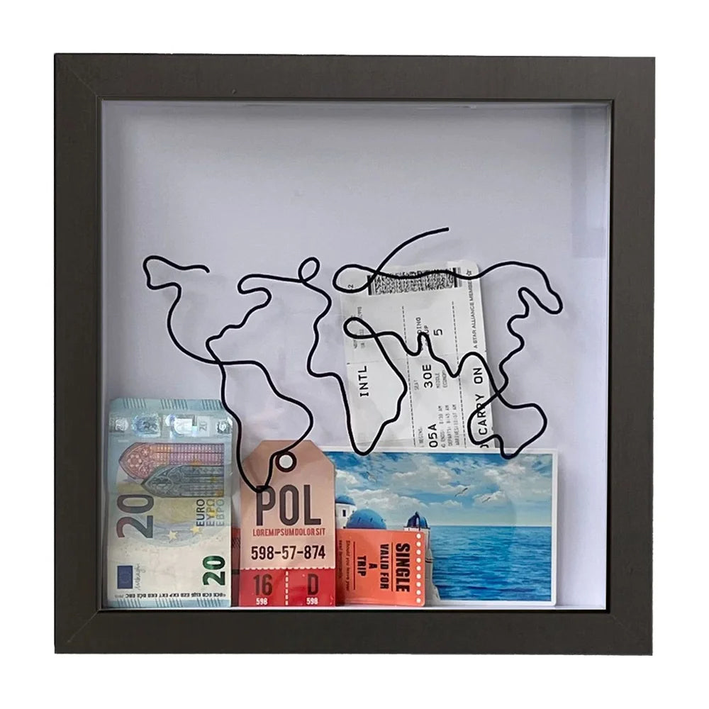 Adventure Archive Box Wood Frame Travel Tickets Keepsakes Storage Photo Frames