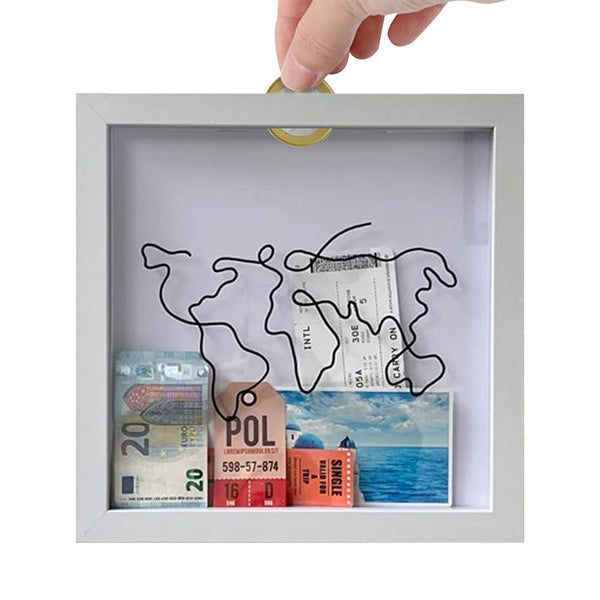 Adventure Archive Box Wood Frame Travel Tickets Keepsakes Storage Photo Frames