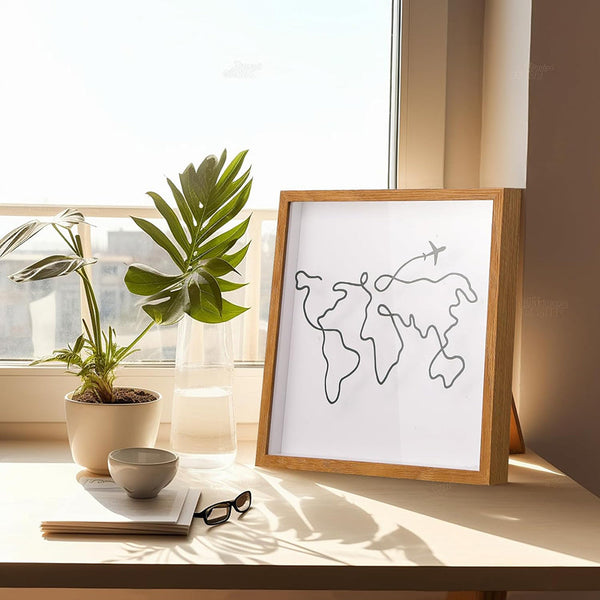 Adventure Archive Box Wood Frame Travel Tickets Keepsakes Storage Photo Frames