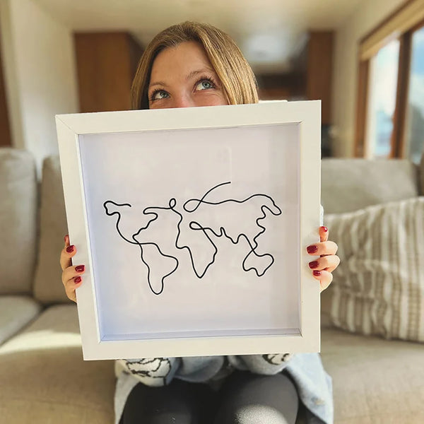 Adventure Archive Box Wood Frame Travel Tickets Keepsakes Storage Photo Frames