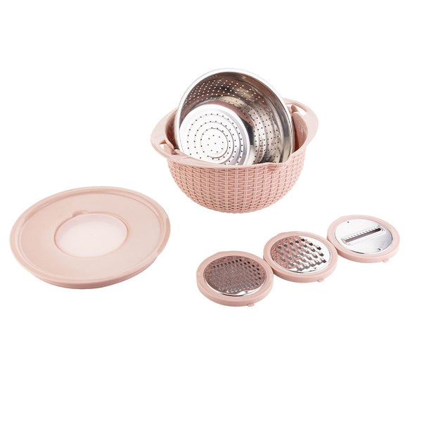 Colanders Strainers & Sifters 4In1 Stainless Steel Colander Set Versatile Kitchen Strainer Plastic Mixing Bowl Removable Lid