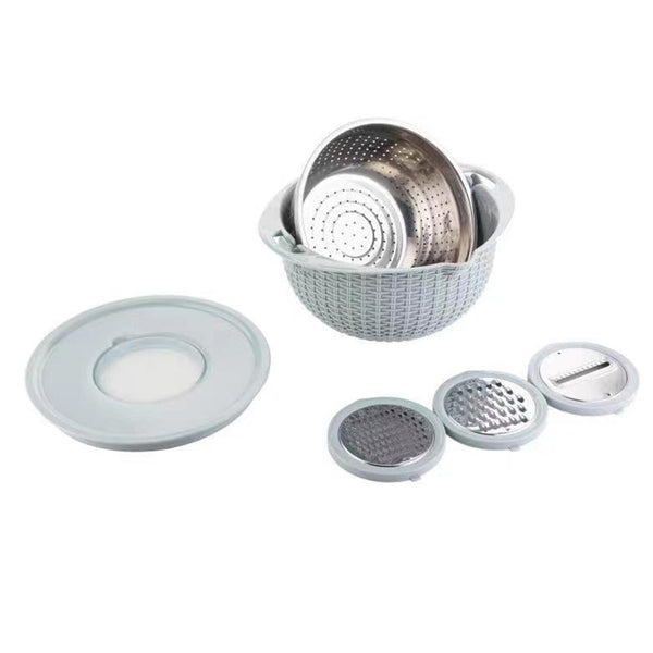 Colanders Strainers & Sifters 4In1 Stainless Steel Colander Set Versatile Kitchen Strainer Plastic Mixing Bowl Removable Lid