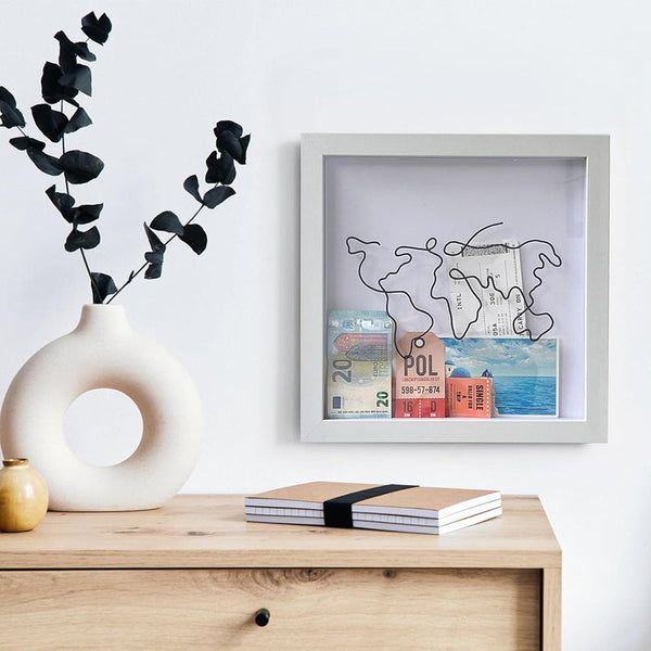 Adventure Archive Box Wood Frame Travel Tickets Keepsakes Storage Photo Frames