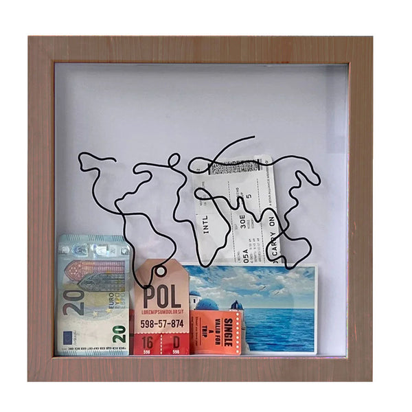 Adventure Archive Box Wood Frame Travel Tickets Keepsakes Storage Photo Frames