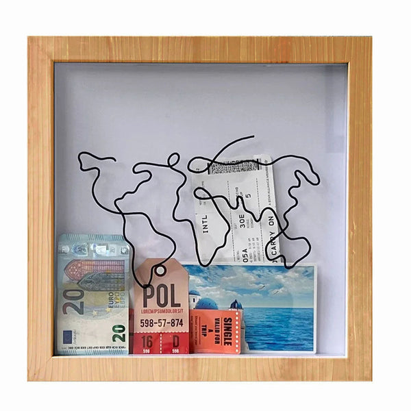 Adventure Archive Box Wood Frame Travel Tickets Keepsakes Storage Photo Frames
