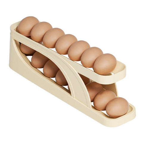 Double Layer Roll Down Refrigerator Egg Dispense Tray Streamline Storage Food Storage Containers