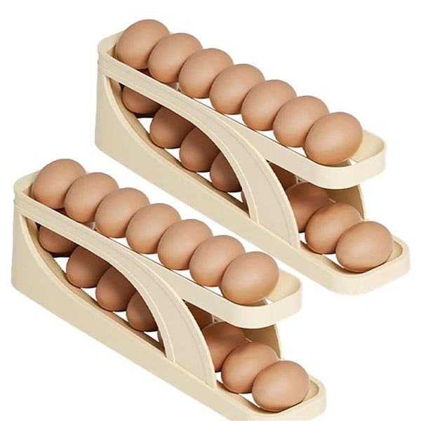 Double Layer Roll Down Refrigerator Egg Dispense Tray Streamline Storage Food Storage Containers