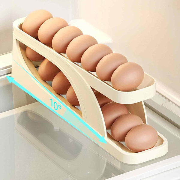 Double Layer Roll Down Refrigerator Egg Dispense Tray Streamline Storage Food Storage Containers