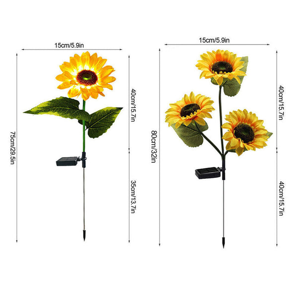 Waterproof Led Solar Sunflower Stake Lights For Garden Dco Landscape & Walkway Lights