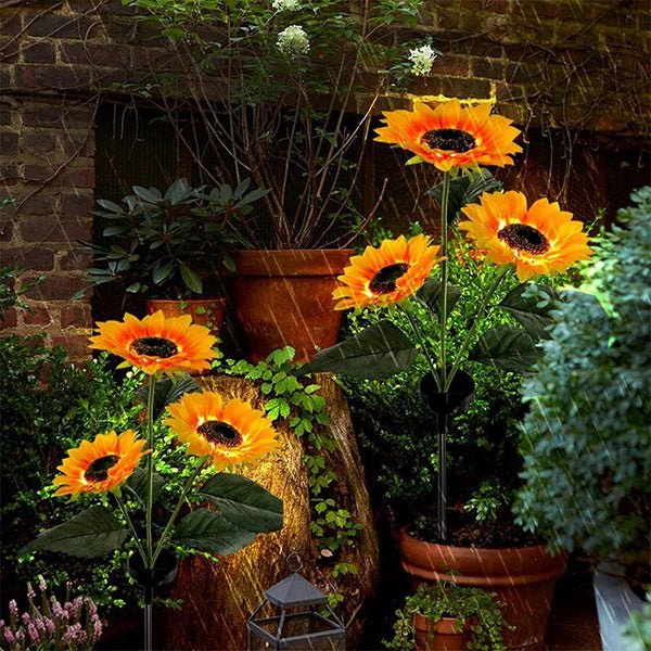 Waterproof Led Solar Sunflower Stake Lights For Garden Dco Landscape & Walkway Lights