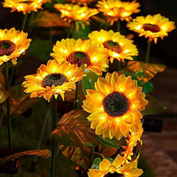 Waterproof Led Solar Sunflower Stake Lights For Garden Dco Landscape & Walkway Lights