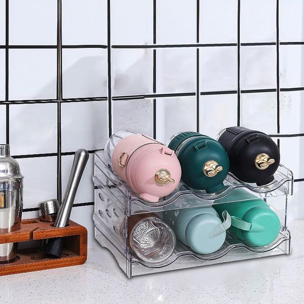 Space Saving Tire Stackable Water Bottle Organizer Rack For Kitchen Racks