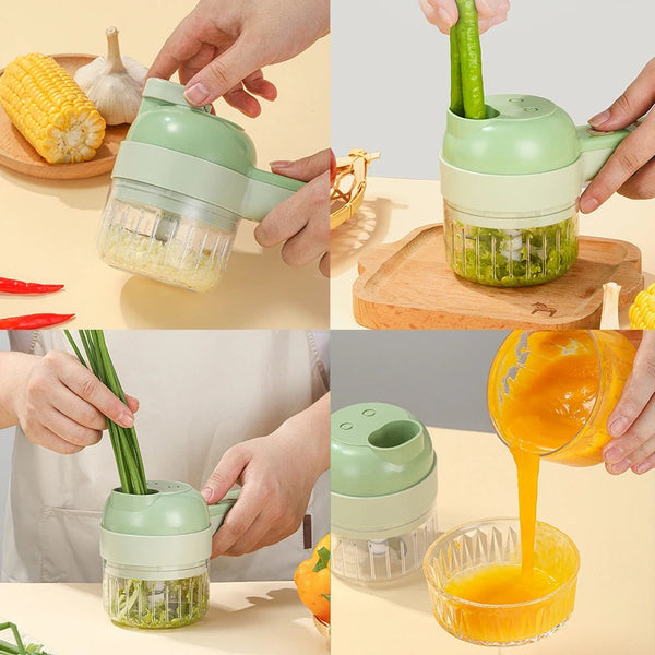 4 In 1 Handheld Electric Vegetable Cutter Wireless Food Chopper Grinder Peelers & Slicers