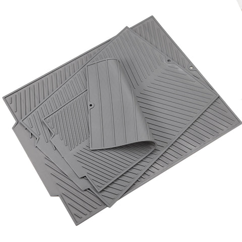 Silicon Dish Drying Mat With Drain Lip In Three Sizes For Kitchen Use Tea Towels & Dishcloths