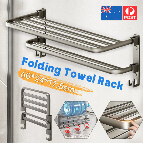 60Cm Foldable Wall Mounted Towel Rack Bathroom Storage Towel Racks